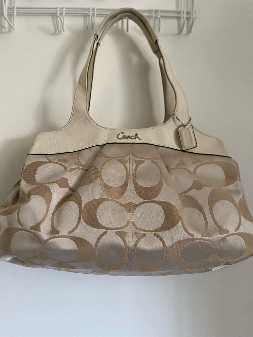 Coach Tan & Cream Signature Shoulder Bag